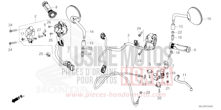 HANDLE SWITCH/LEVER/CABLE/MIRROR (CMX1100A/A2) for CMX 1100 "Rebel" IRIDIUM GRAY METALLIC (NHC65) from 2025